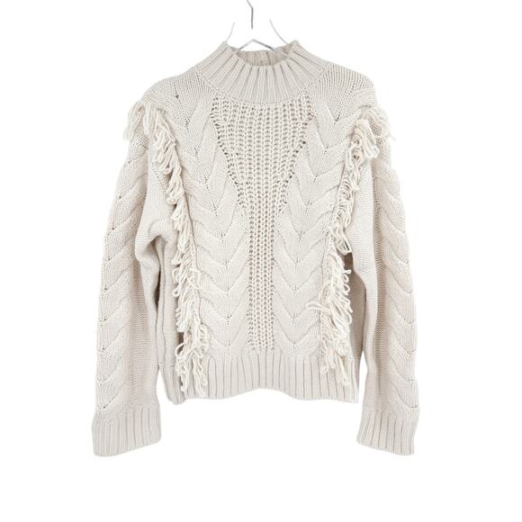SANCTUARY Sweater Size XL NEW Crafted Fringe Sweater Chalk Cream - Picture 6 of 8